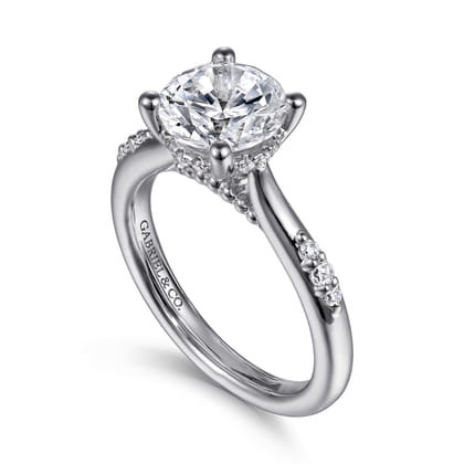 Carroline - 14K White Gold Round Diamond Engagement Ring