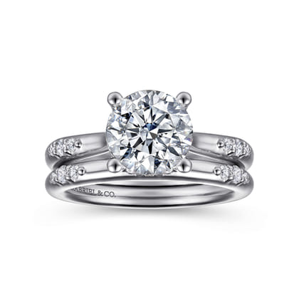 Carroline - 14K White Gold Round Diamond Engagement Ring