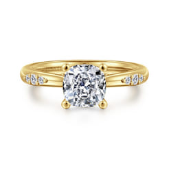 Carroline - 14K Yellow Gold Cushion Cut Diamond Engagement Ring