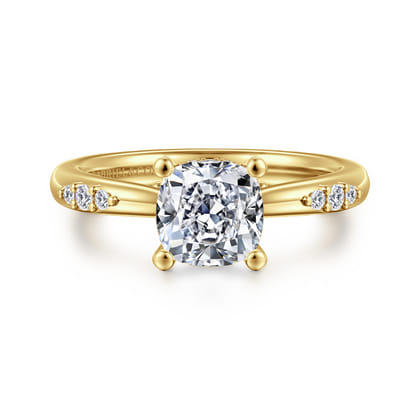 Carroline - 14K Yellow Gold Cushion Cut Diamond Engagement Ring