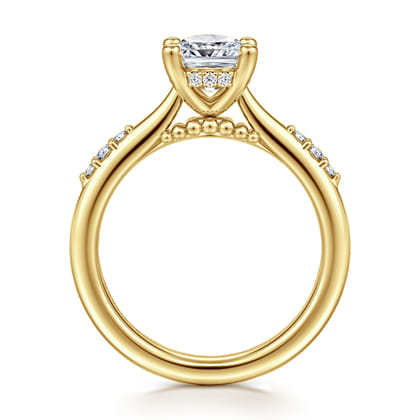 Carroline - 14K Yellow Gold Cushion Cut Diamond Engagement Ring