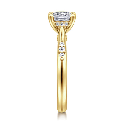 Carroline - 14K Yellow Gold Cushion Cut Diamond Engagement Ring