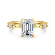 Carroline - 14K Yellow Gold Emerald Cut Diamond Engagement Ring