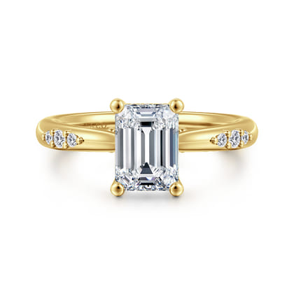 Carroline - 14K Yellow Gold Emerald Cut Diamond Engagement Ring