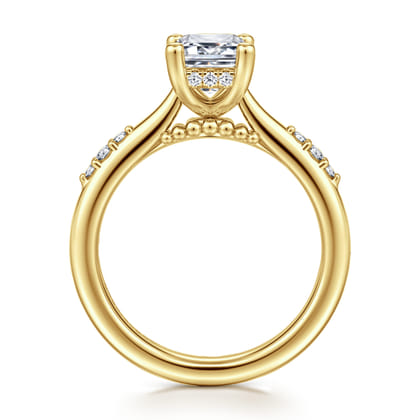 Carroline - 14K Yellow Gold Emerald Cut Diamond Engagement Ring