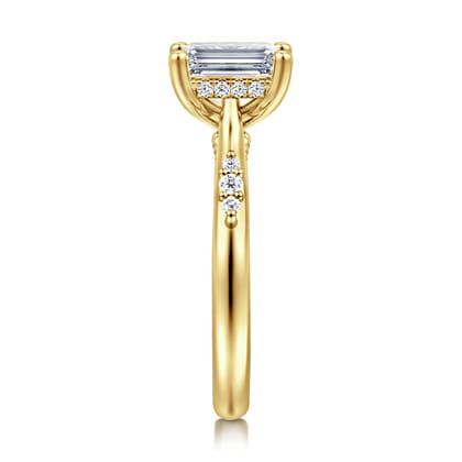 Carroline - 14K Yellow Gold Emerald Cut Diamond Engagement Ring
