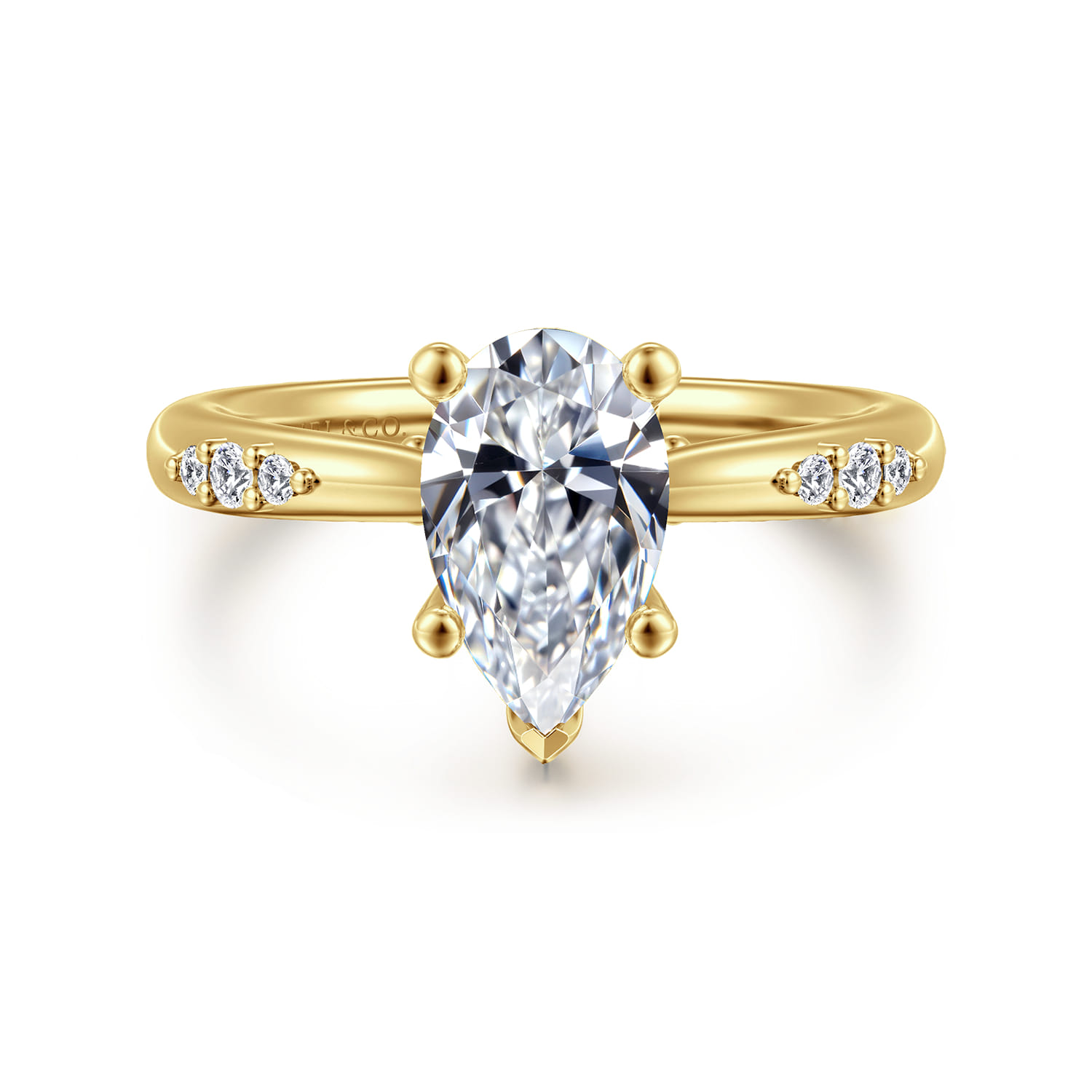 Carroline - 14K Yellow Gold Pear Shape Diamond Engagement Ring
