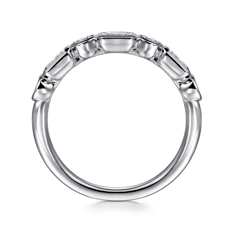 Fancy Wedding Ring in 14k White Gold with Emerald Cut Natural Diamond at Gabriel & Co. - Shot 2