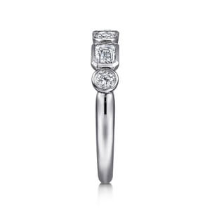 Carson - 14K White Gold Bezel Set Emerald Cut and Round Diamond Anniversary Band