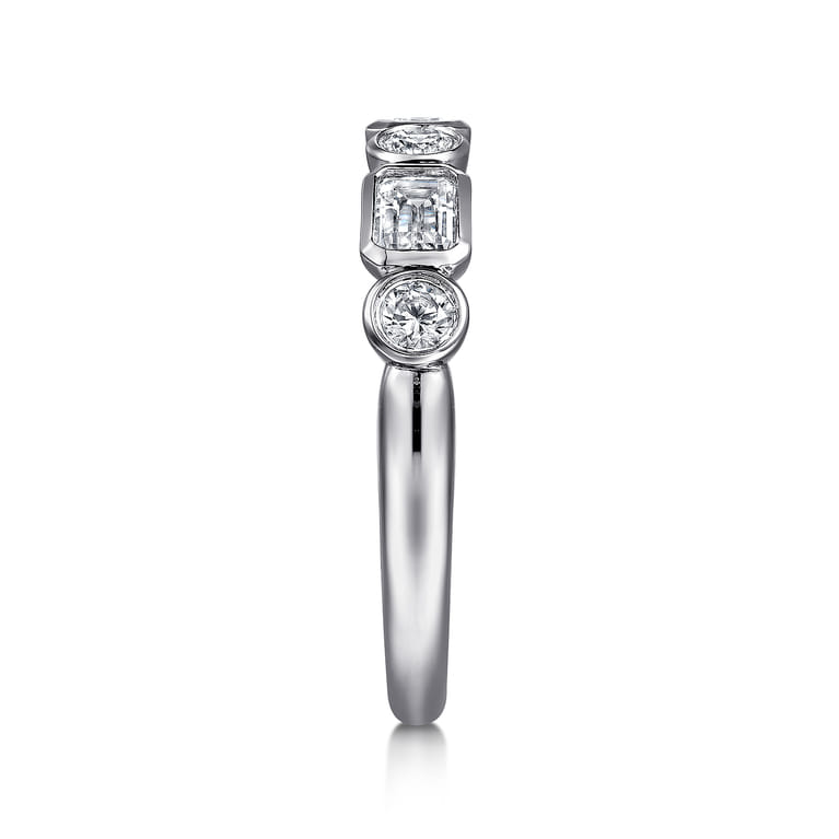 Fancy Wedding Ring in 14k White Gold with Emerald Cut Natural Diamond at Gabriel & Co. - Shot 4