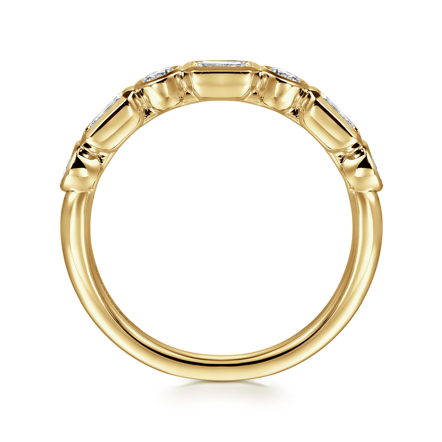 Fancy Wedding Ring in 14k Yellow Gold with Emerald Cut Natural Diamond at Gabriel & Co. - Shot 2