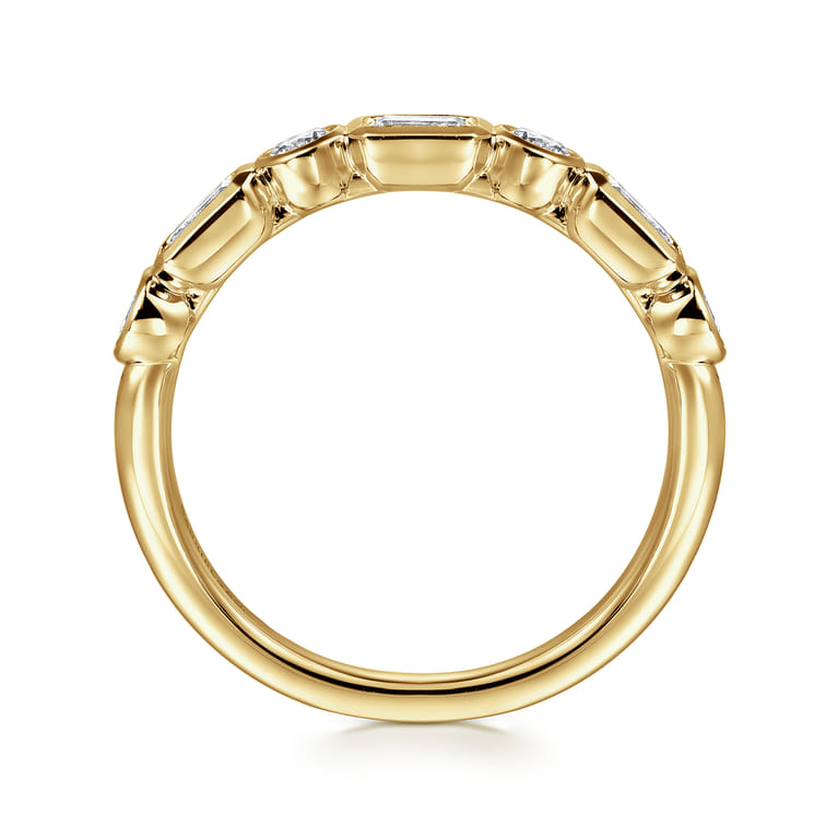 Fancy Wedding Ring in 14k Yellow Gold with Emerald Cut Natural Diamond at Gabriel & Co. - Shot 2