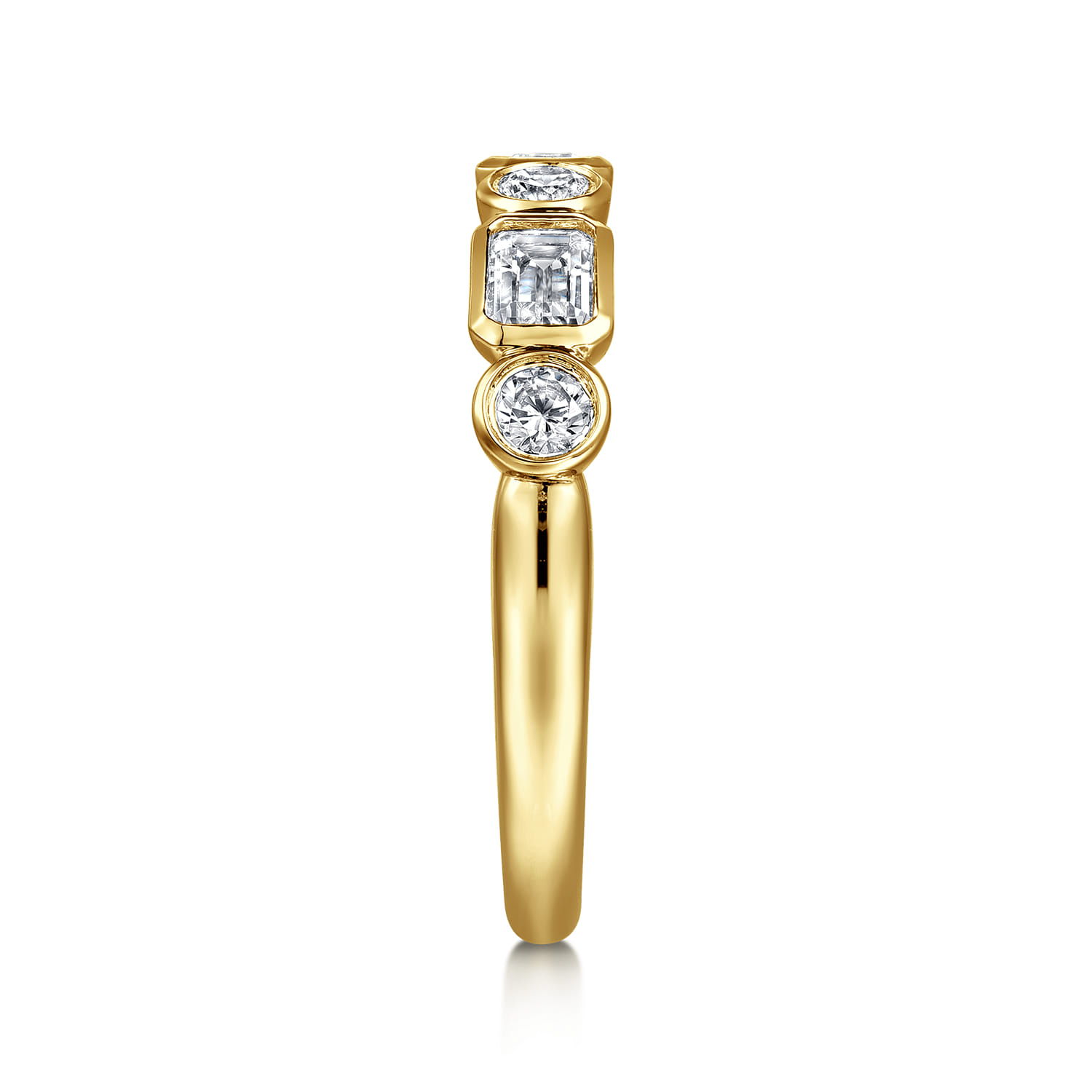 Fancy Wedding Ring in 14k Yellow Gold with Emerald Cut Natural Diamond at Gabriel & Co. - Shot 4