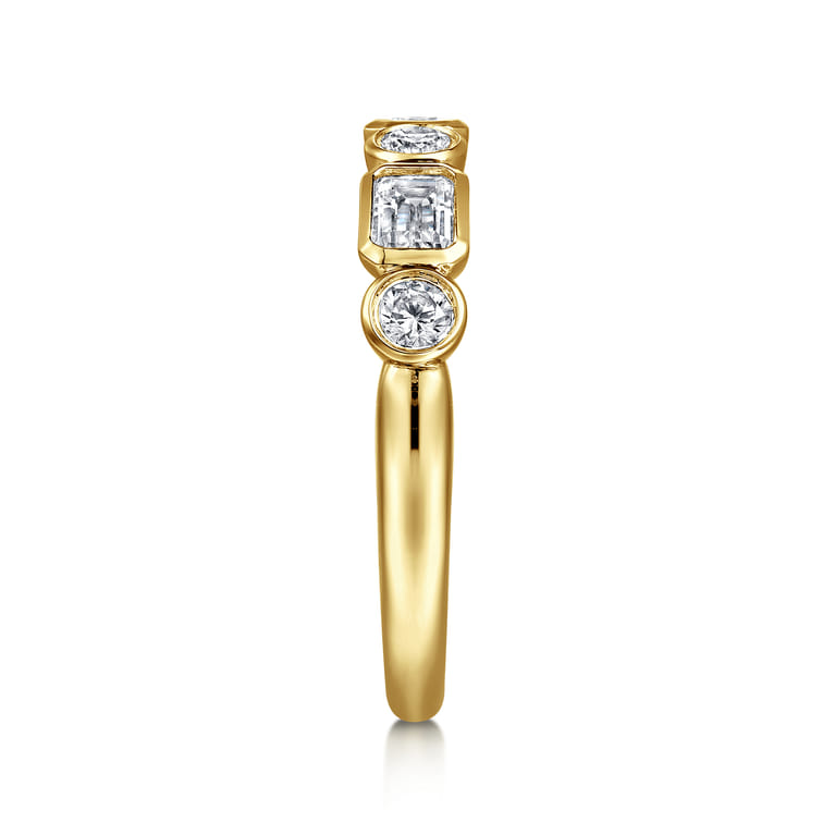 Fancy Wedding Ring in 14k Yellow Gold with Emerald Cut Natural Diamond at Gabriel & Co. - Shot 4