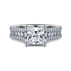 Carver - 14K White Gold Princess Cut Diamond Channel Set Engagement Ring