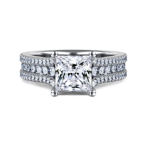 Carver - 14K White Gold Princess Cut Diamond Channel Set Engagement Ring