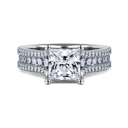Carver - 14K White Gold Princess Cut Diamond Channel Set Engagement Ring