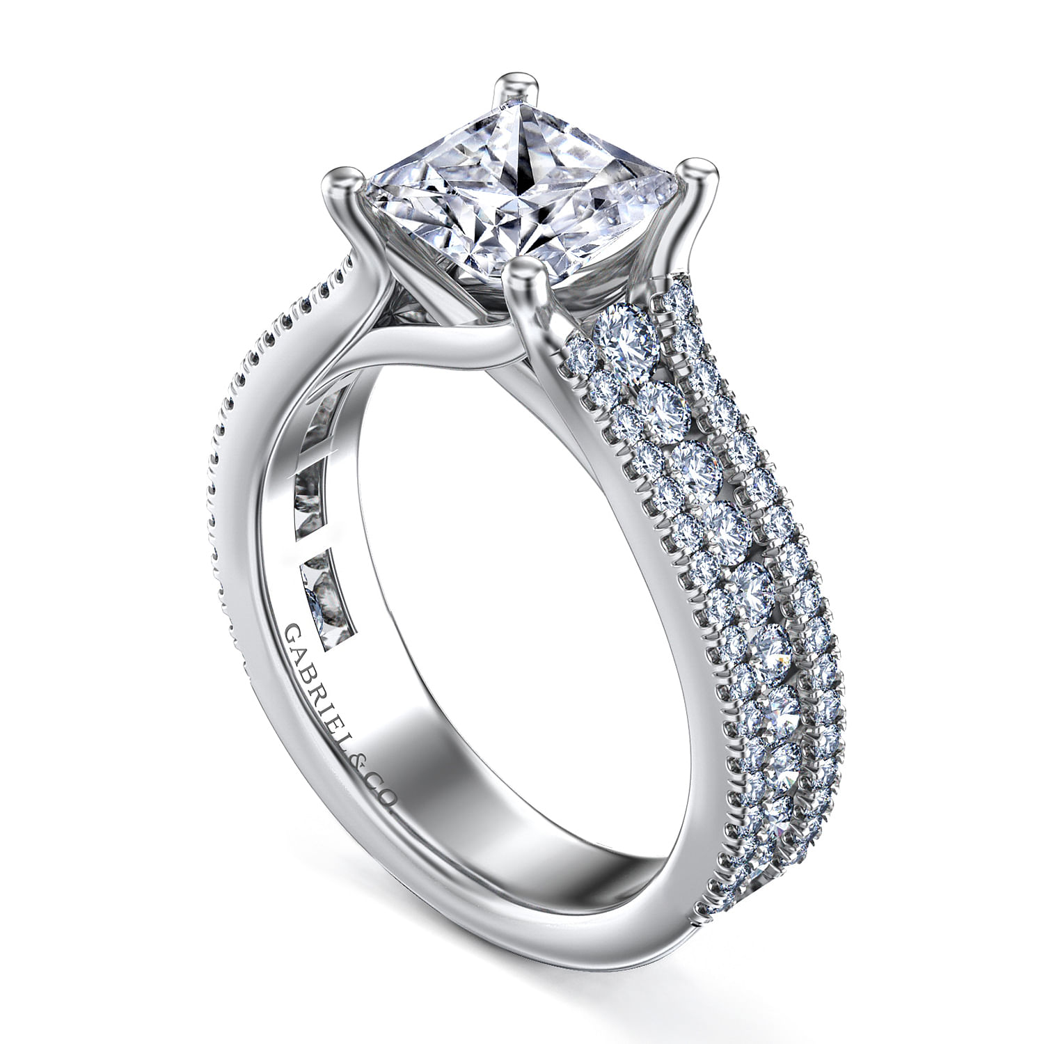 Carver - 14K White Gold Princess Cut Diamond Channel Set Engagement Ring