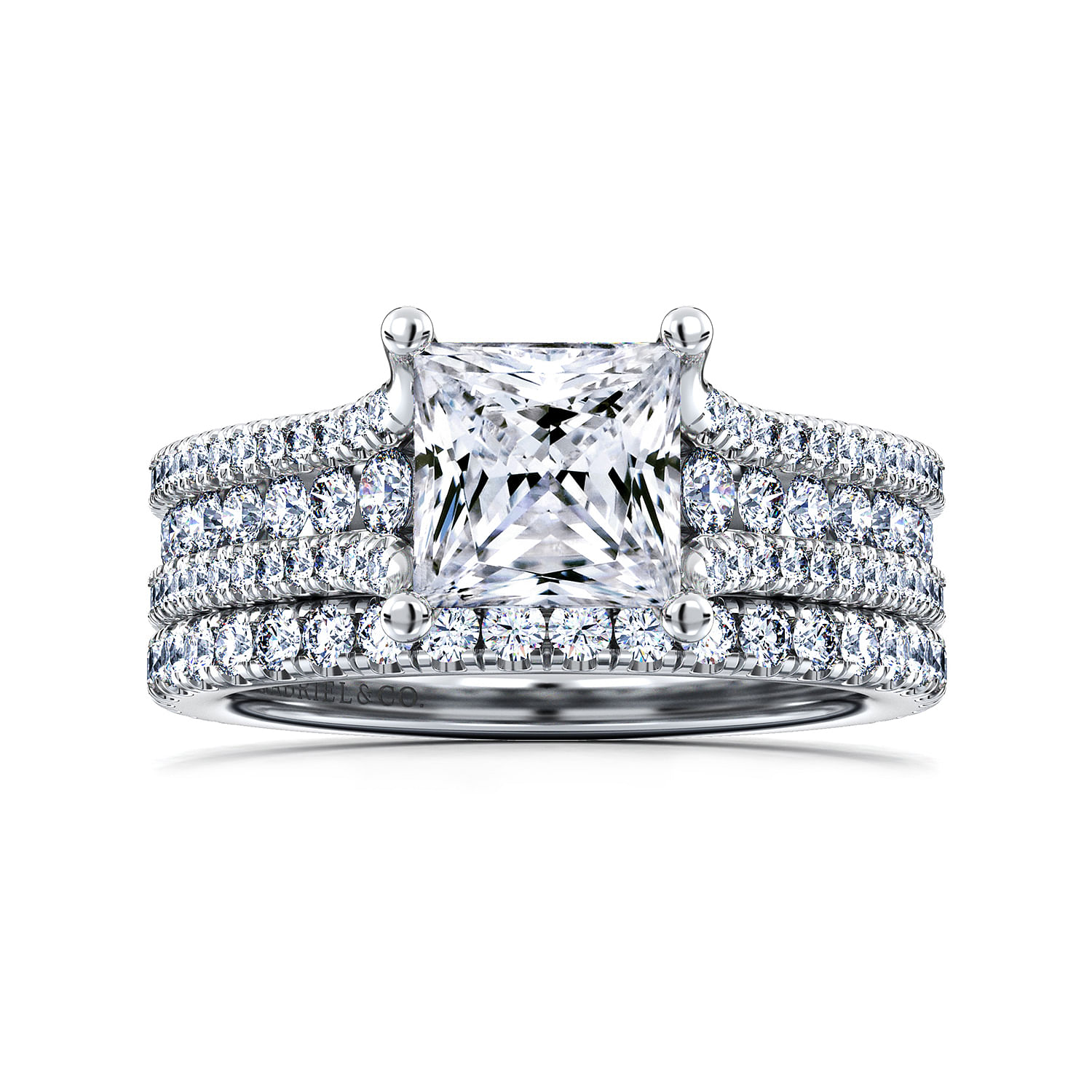 Carver - 14K White Gold Princess Cut Diamond Channel Set Engagement Ring