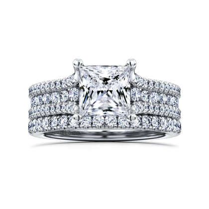 Carver - 14K White Gold Princess Cut Diamond Channel Set Engagement Ring