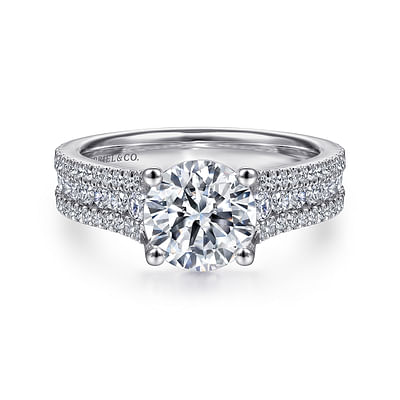 Carver - 14K White Gold Round Diamond Channel Set Engagement Ring