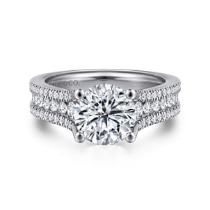 Carver - 14K White Gold Round Diamond Channel Set Engagement Ring
