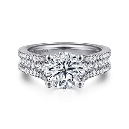 Carver - 14K White Gold Round Diamond Channel Set Engagement Ring