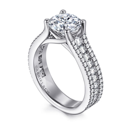 Carver - 14K White Gold Round Diamond Channel Set Engagement Ring