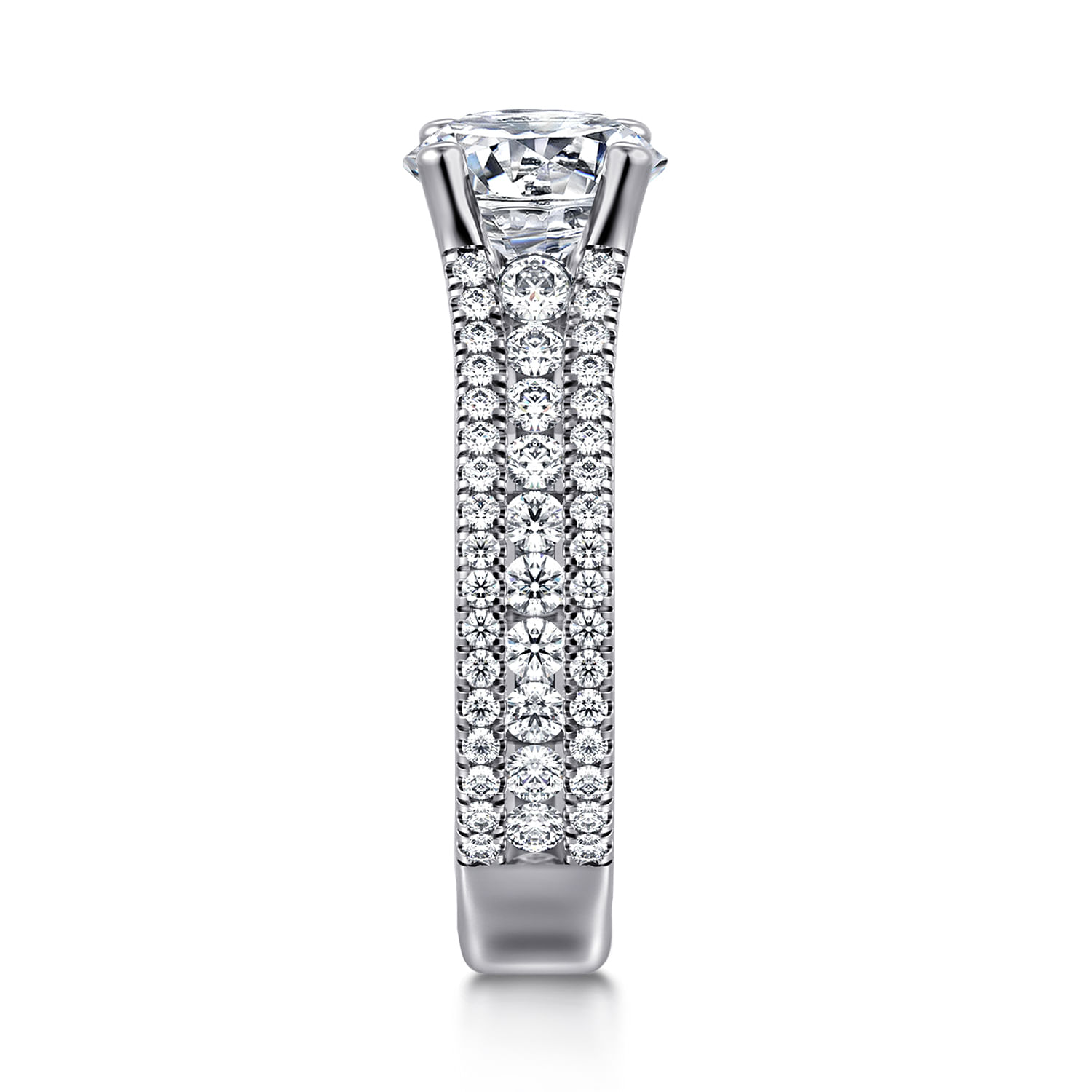 Carver - 14K White Gold Round Diamond Channel Set Engagement Ring