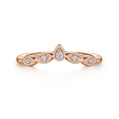 Cary - Vintage Inspired 14K Rose Gold Curved Gold Diamond Anniversary Band