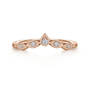 Cary - Vintage Inspired 14K Rose Gold Curved Gold Diamond Anniversary Band