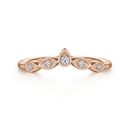 Cary - Vintage Inspired 14K Rose Gold Curved Gold Diamond Anniversary Band