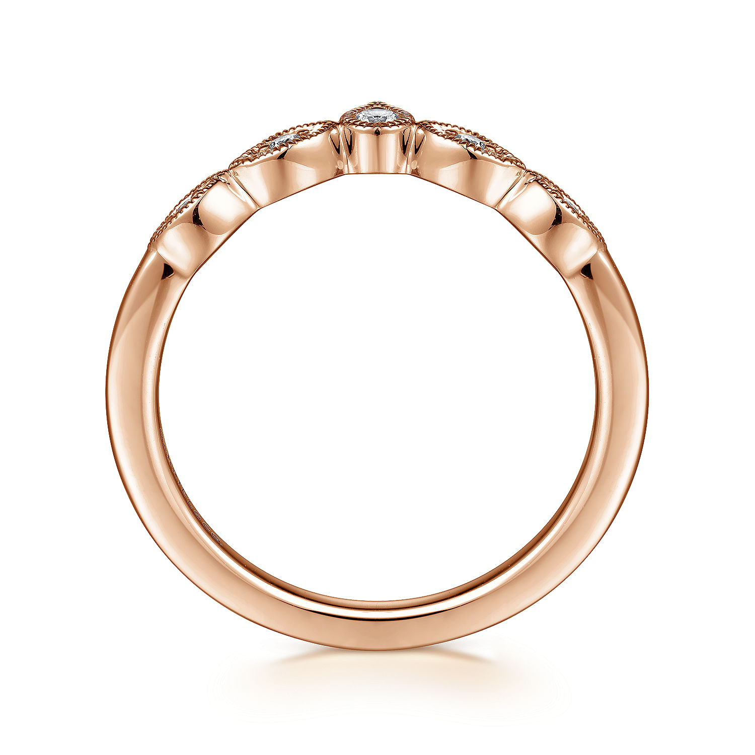 Cary - Vintage Inspired 14K Rose Gold Curved Gold Diamond Anniversary Band
