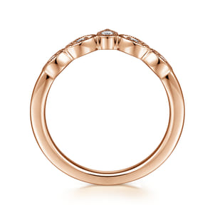 Cary - Vintage Inspired 14K Rose Gold Curved Gold Diamond Anniversary Band