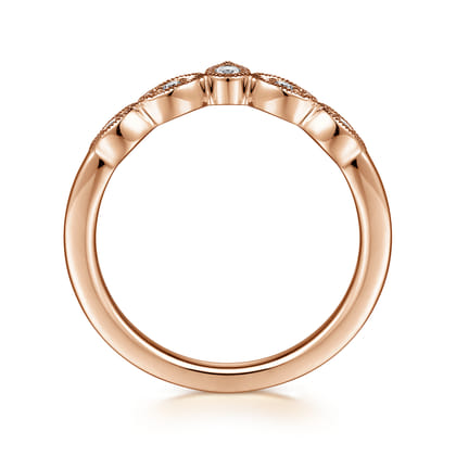 Cary - Vintage Inspired 14K Rose Gold Curved Gold Diamond Anniversary Band