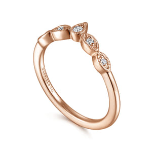 Cary - Vintage Inspired 14K Rose Gold Curved Gold Diamond Anniversary Band