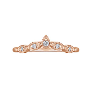Cary - Vintage Inspired 14K Rose Gold Curved Gold Diamond Anniversary Band