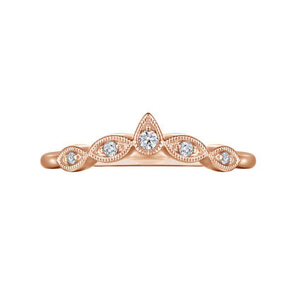Cary - Vintage Inspired 14K Rose Gold Curved Gold Diamond Anniversary Band