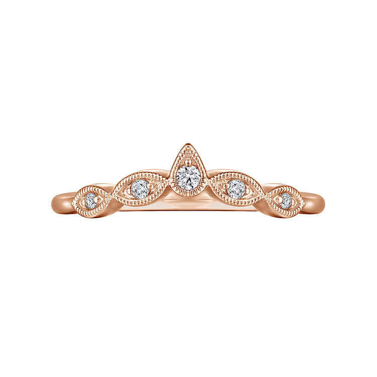 Cary - Vintage Inspired 14K Rose Gold Curved Gold Diamond Anniversary Band