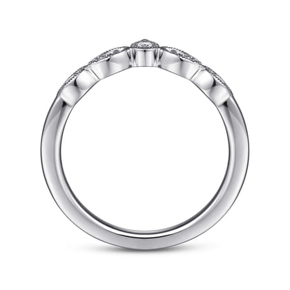 Cary - Vintage Inspired 14K White Gold Curved Gold Diamond Anniversary Band
