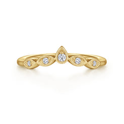 Cary - Vintage Inspired 14K Yellow Gold Curved Diamond Anniversary Band