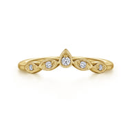 Cary - Vintage Inspired 14K Yellow Gold Curved Diamond Anniversary Band