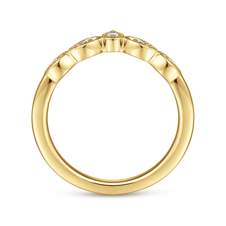 Curved Wedding Ring in 14k Yellow Gold with Round Natural Diamond at Gabriel & Co. - Shot 2