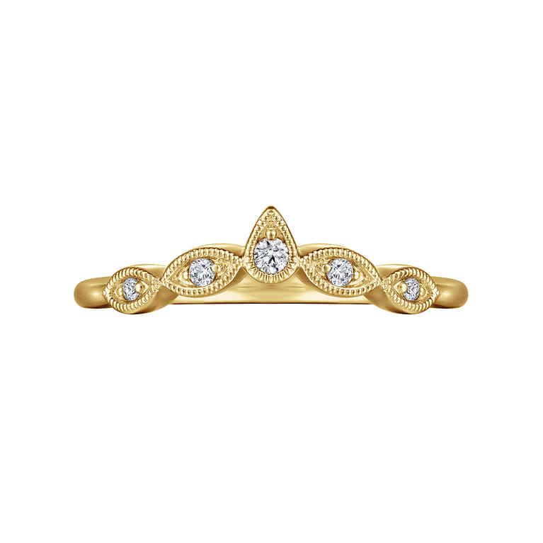 Curved Wedding Ring in 14k Yellow Gold with Round Natural Diamond at Gabriel & Co. - Shot 6