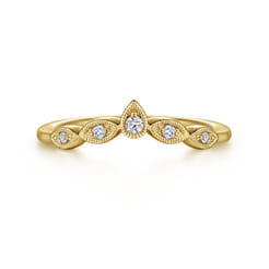 Cary - Vintage Inspired 14K Yellow Gold Curved Gold Diamond Anniversary Band