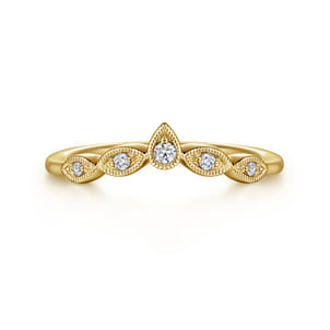 Cary - Vintage Inspired 14K Yellow Gold Curved Gold Diamond Anniversary Band