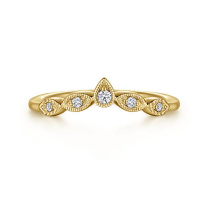 Cary - Vintage Inspired 14K Yellow Gold Curved Gold Diamond Anniversary Band