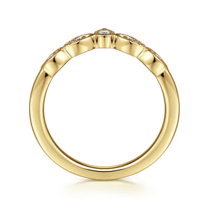 Cary - Vintage Inspired 14K Yellow Gold Curved Gold Diamond Anniversary Band