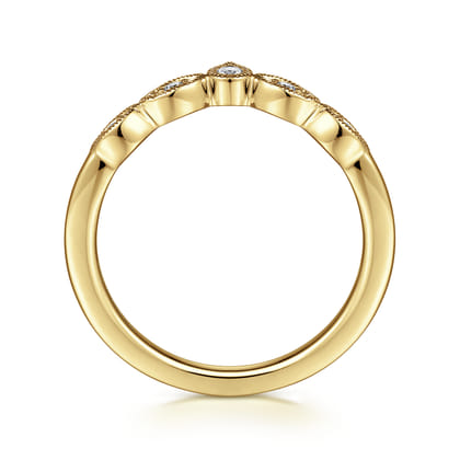 Cary - Vintage Inspired 14K Yellow Gold Curved Gold Diamond Anniversary Band