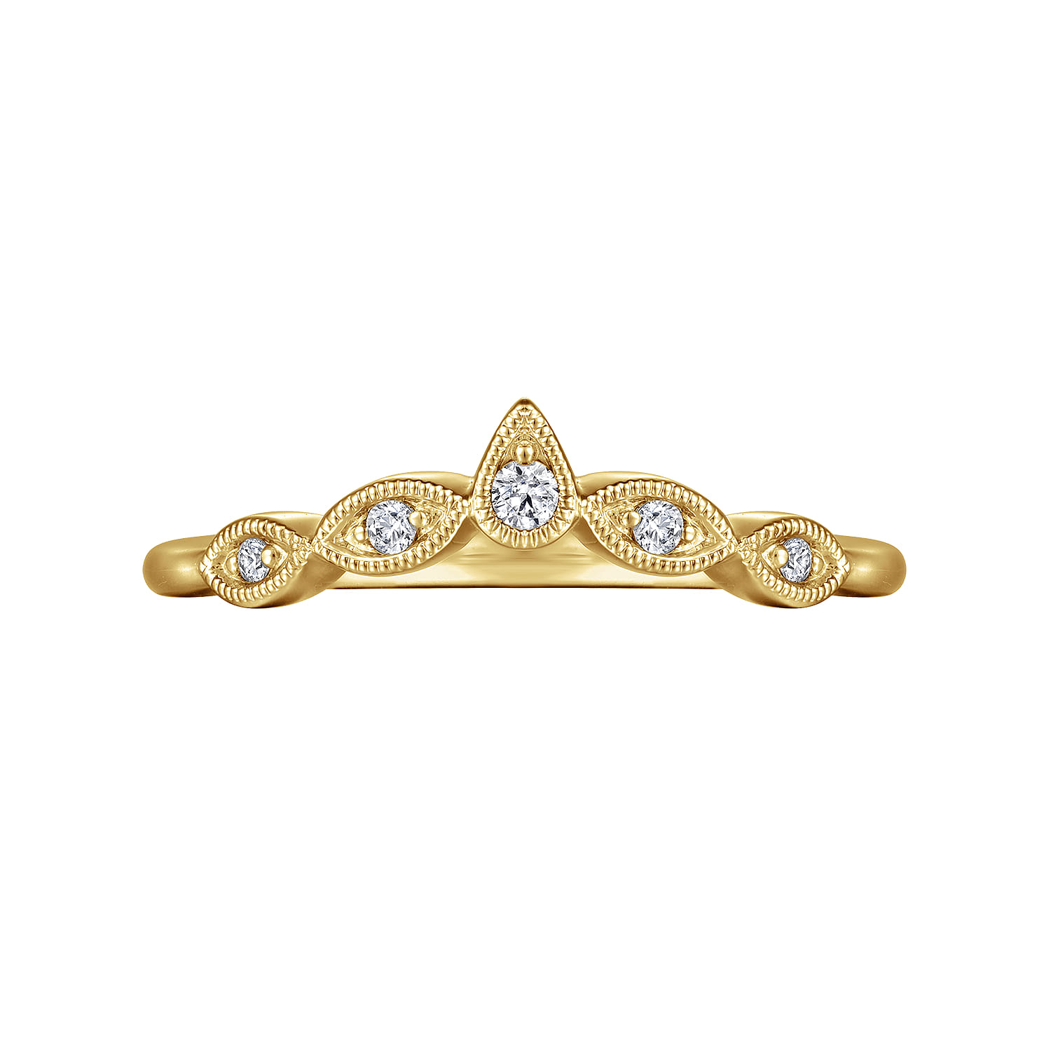 Cary - Vintage Inspired 14K Yellow Gold Curved Gold Diamond Anniversary Band